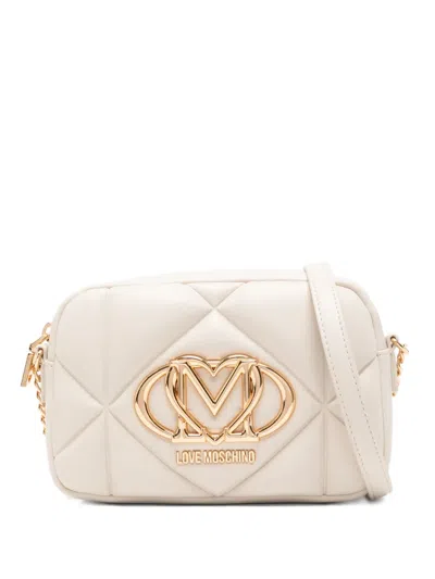 Love Moschino Heart Logo Quilted Pillow Avorio Cross-body Bag In White