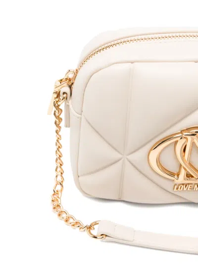 Love Moschino Heart Logo Quilted Pillow Avorio Cross-body Bag In White