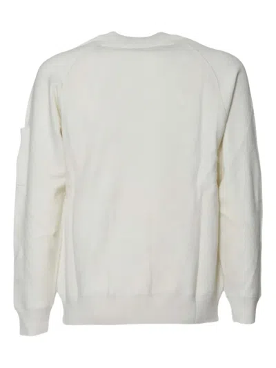 C.p. Company C. P. Company Knitwear Crew Neck In Merino Wool Felted In White