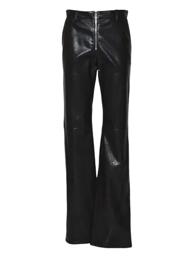 Msgm Flared Trousers With Shiny Finish And Welt Pockets In Black