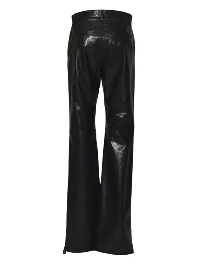 Msgm Flared Trousers With Shiny Finish And Welt Pockets In Black
