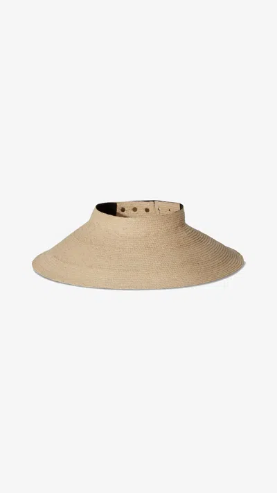 Janessa Leone Birdie Wide-brimmed Raffia Visor In Brown