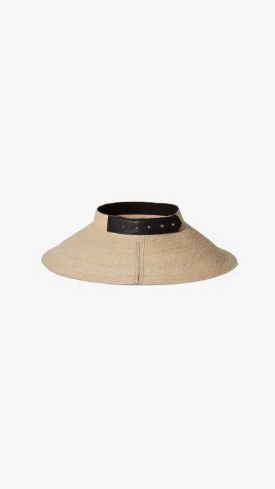 Janessa Leone Birdie Wide-brimmed Raffia Visor In Brown