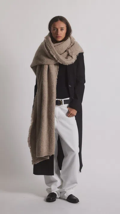 Janessa Leone Alpaca Wool-blend Blanket Scarf In Neutral