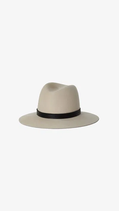Janessa Leone Corinne Belted Wool Fedora Hat In Fog