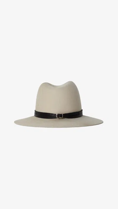 Janessa Leone Corinne Belted Wool Fedora Hat In Fog