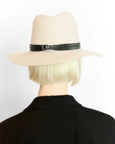 Janessa Leone Corinne Belted Wool Fedora Hat In Fog