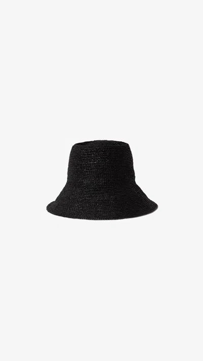 Janessa Leone Felix Large Brim Straw Hat In Black