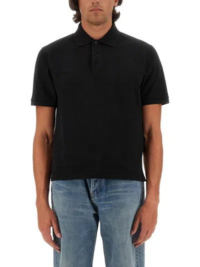 Saint Laurent Cassandre Polo Shirt In Black