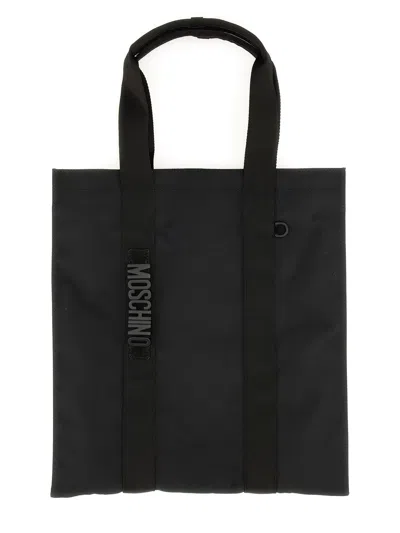 Moschino Rectangular Tote Bag Top Handles In Black
