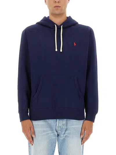 Polo Ralph Lauren Logo Hoodie In Blue