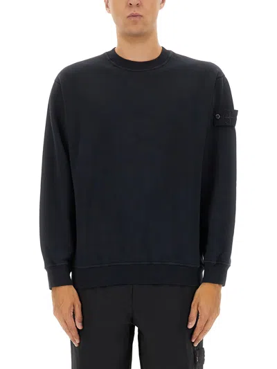 Stone Island Men's Diagonal Fleece Sweatshirt In Blue