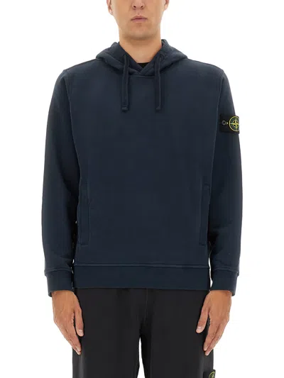 Stone Island Cotton Hoodie In Blue