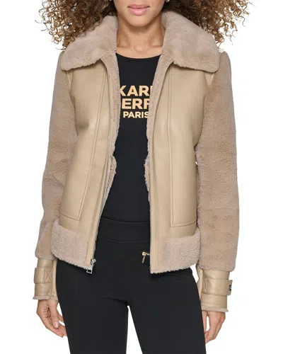 Karl Lagerfeld Zip Front Jacket In Brown