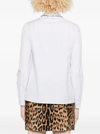 Miu Miu Embellished Ruffled-collar Shirt In White