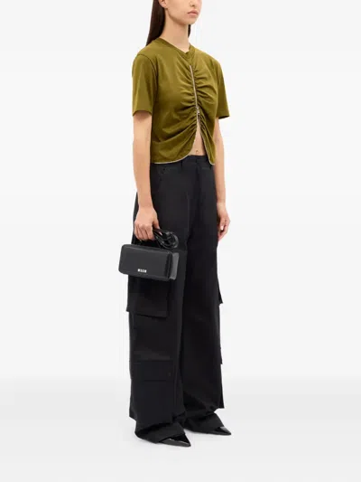 Msgm Zip-detail T-shirt In Brown