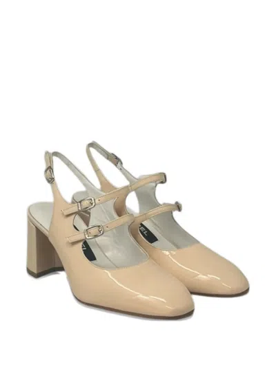 Carel Paris Double Buckle High-heeled Mules In Neutral