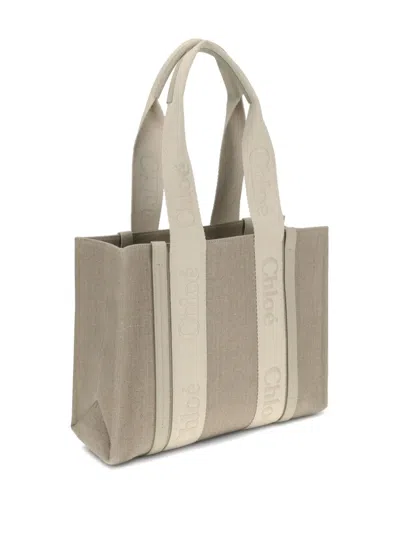 Chloé Refined Linen Tote Bag With Leather Extensions In Neutral