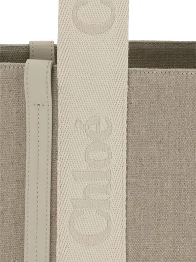 Chloé Refined Linen Tote Bag With Leather Extensions In Neutral