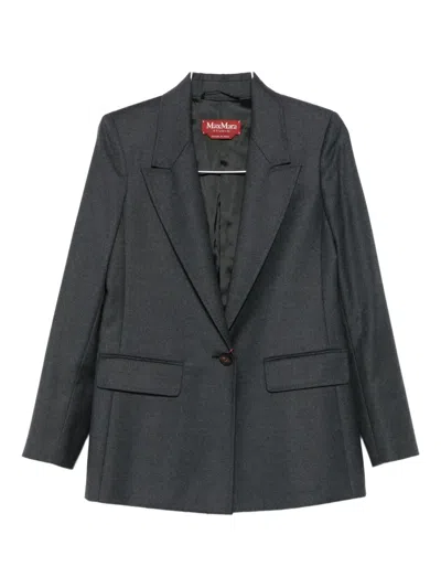 Max Mara Tailored Single-breasted Wool Jacket In Gray