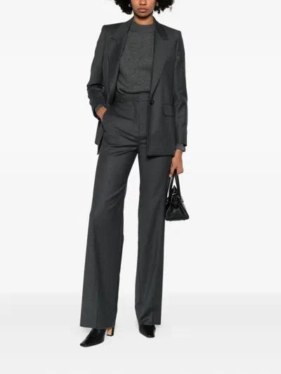 Max Mara Tailored Single-breasted Wool Jacket In Gray