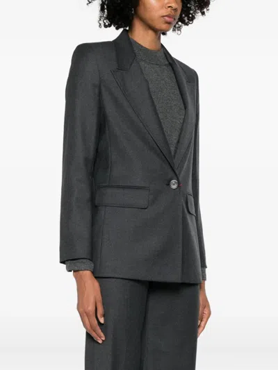 Max Mara Tailored Single-breasted Wool Jacket In Gray