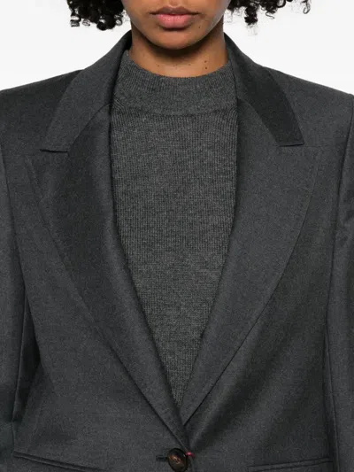 Max Mara Tailored Single-breasted Wool Jacket In Gray