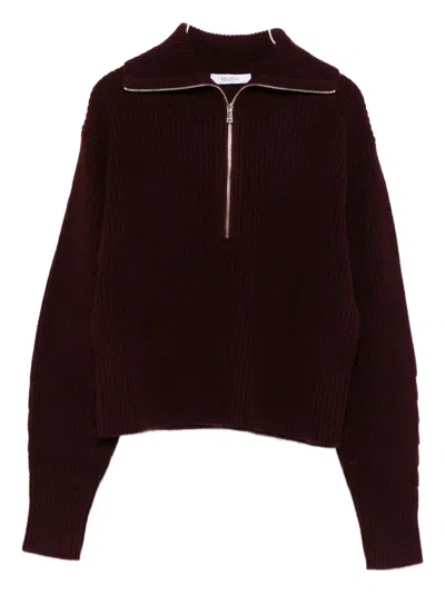 Max Mara Wool-cashmere Quarter-zip Sweater In Red