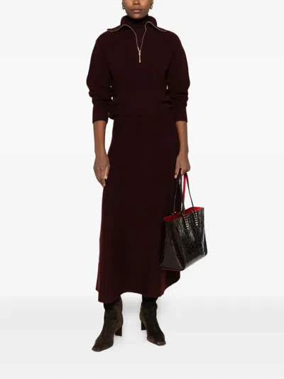 Max Mara Wool-cashmere Quarter-zip Sweater In Red