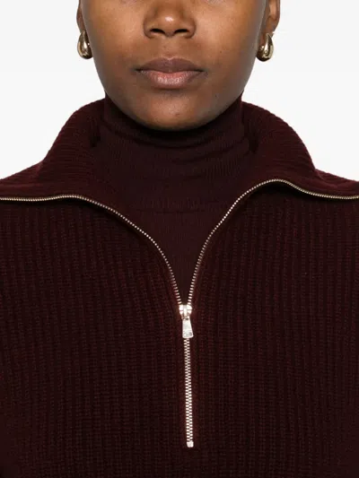 Max Mara Wool-cashmere Quarter-zip Sweater In Red