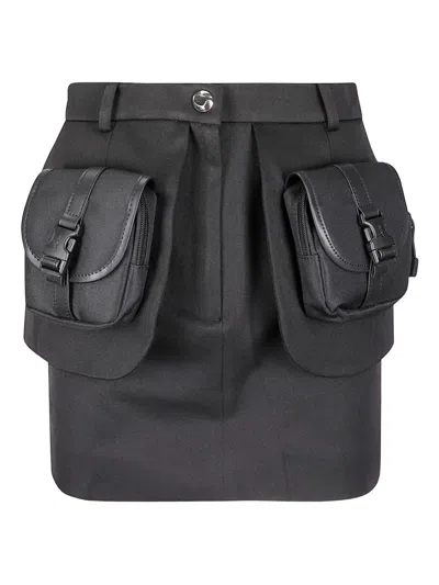 Coperni Structured Mini Skirt With Front Button In Black