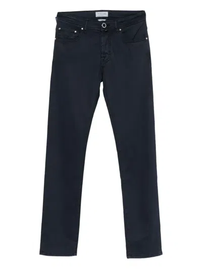 Jacob Cohen Logo Patch Skinny Pants In Blue