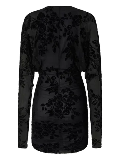 Pinko Mini Dress With Textured Floral Pattern In Black