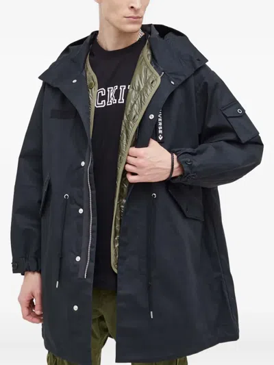 Converse Double-layer Zip Hooded Jacket In Black