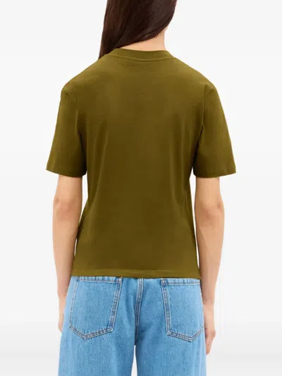 Msgm Logo-embroidered T-shirt In Green
