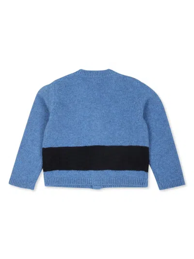 Gucci Baby Embroidered Wool Cardigan In Blue