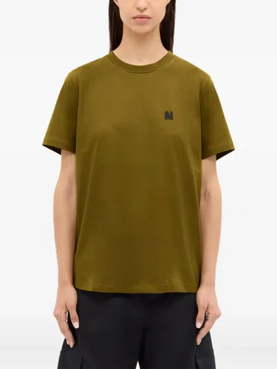 Msgm Logo-embroidered T-shirt In Green