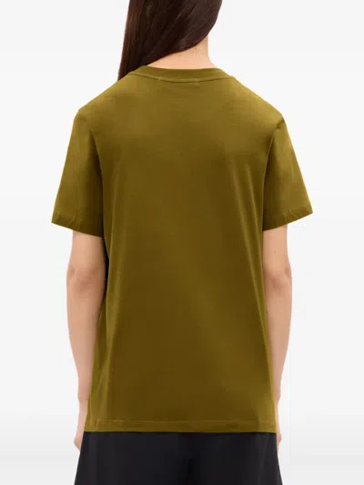 Msgm Logo-embroidered T-shirt In Green