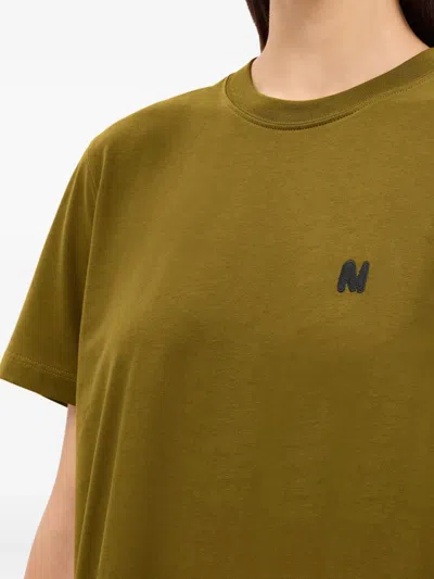 Msgm Logo-embroidered T-shirt In Green