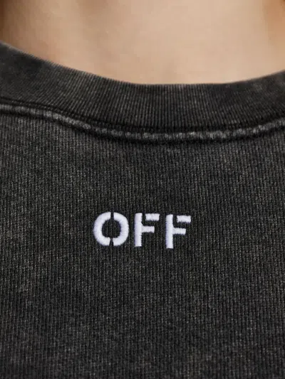 Off-white Arrow Logo Check Knit Sweatshirt In Gray