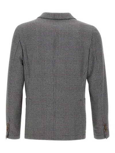 Manuel Ritz Houndstooth-pattern Blazer In Gray