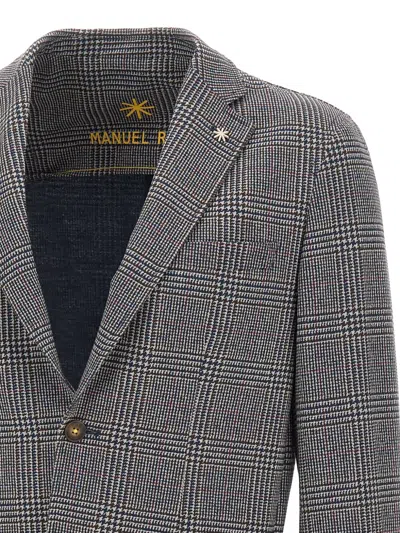 Manuel Ritz Houndstooth-pattern Blazer In Gray