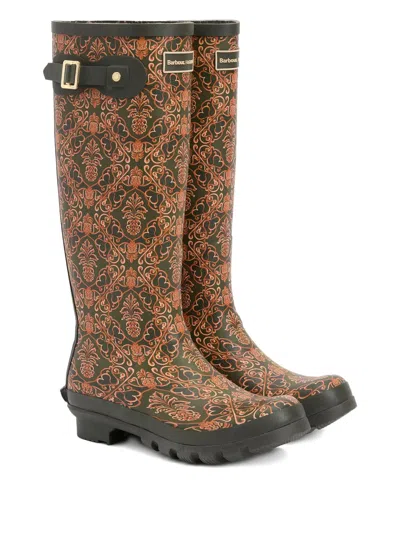 Barbour Pineapple Print Cami Wellington Boot In Multi