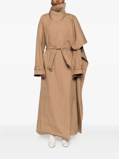 Entire Studios Belted Oversized Coat In Neutral