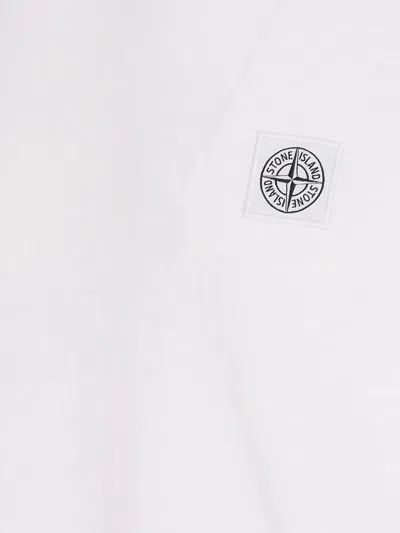 Stone Island Short-sleeved Crew Neck T-shirt With Subtle Emblem Patch In White