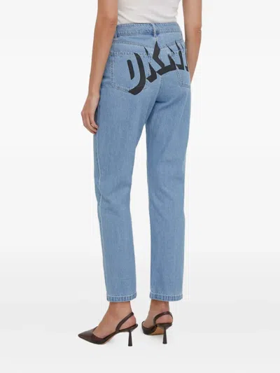Dkny Graphic-print Jeans In Blue