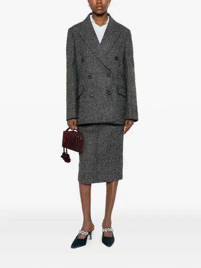 双排扣格纹夹克