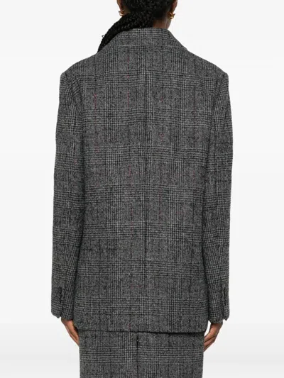 双排扣格纹夹克