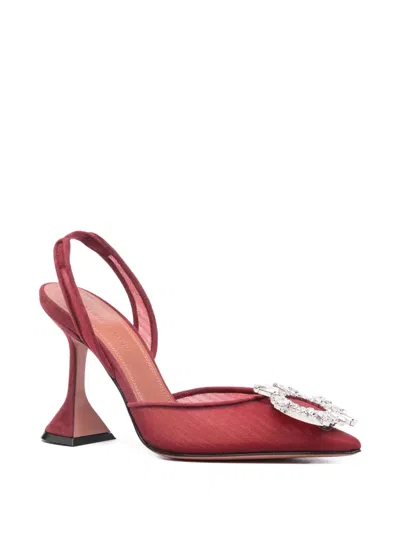 Amina Muaddi Scarpe Con Tacco Begum In Rete Rosso Tiziano  Donna In Red