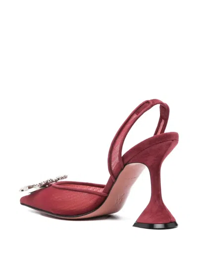 Amina Muaddi Scarpe Con Tacco Begum In Rete Rosso Tiziano  Donna In Red